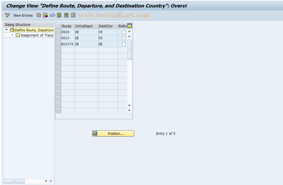 SAP TCode DGA5 - DG: Countries en Route