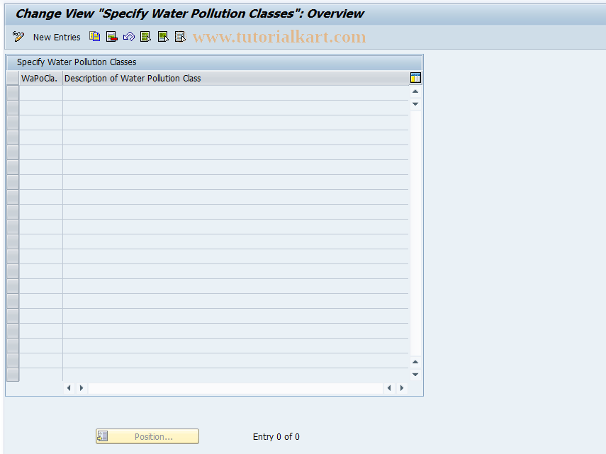 SAP TCode DGC5 - DG: Define Water Pollution Classes