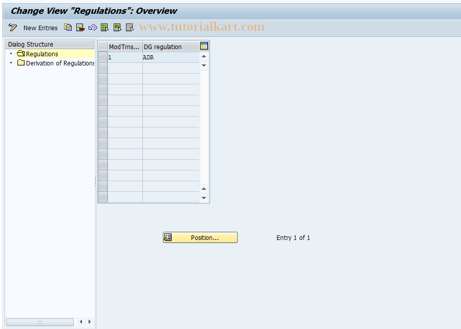 SAP TCode DGCR - DG: Regulations