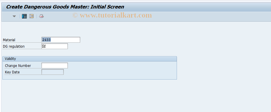 SAP TCode DGP1 - Create Dangerous Goods Master