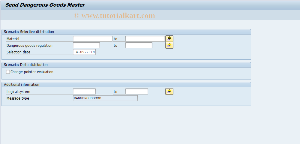 SAP TCode DGP5 - Report for sending dangerous goods