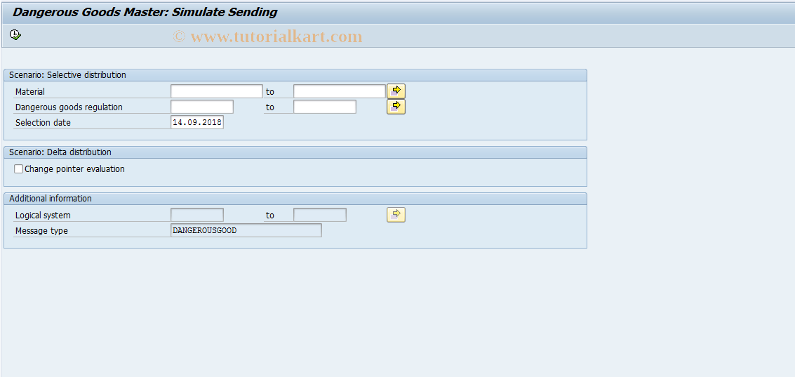 SAP TCode DGP5S - Report to Simulate Sending