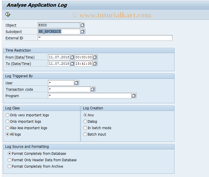 SAP TCode DGP7 - Display import logs