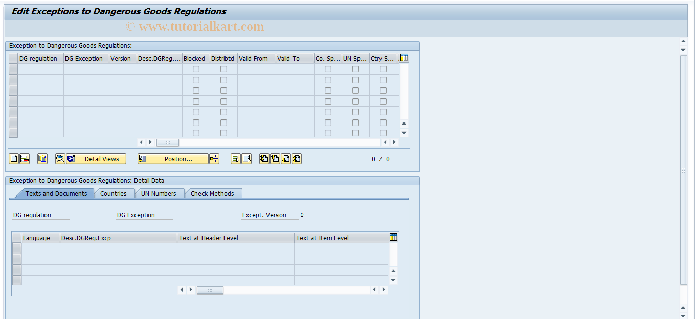 SAP TCode DGPEX2 - Exceptions to DG Regulations: