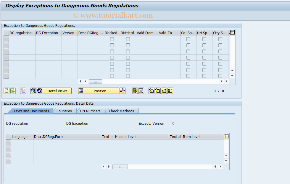 SAP TCode DGPEX3 - Exceptions to DG Regulations: