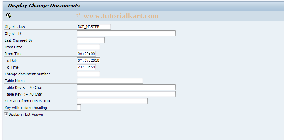 SAP TCode DGR2 - Dangerous goods: Change document