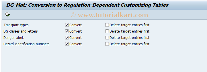 SAP TCode DGU0 - DG: Conversion of Customizing Tables