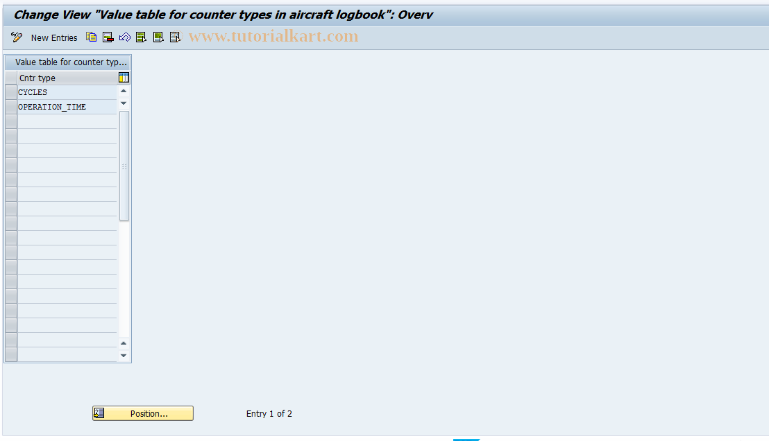 SAP TCode DIACLC1 - Logbook: counter type definition