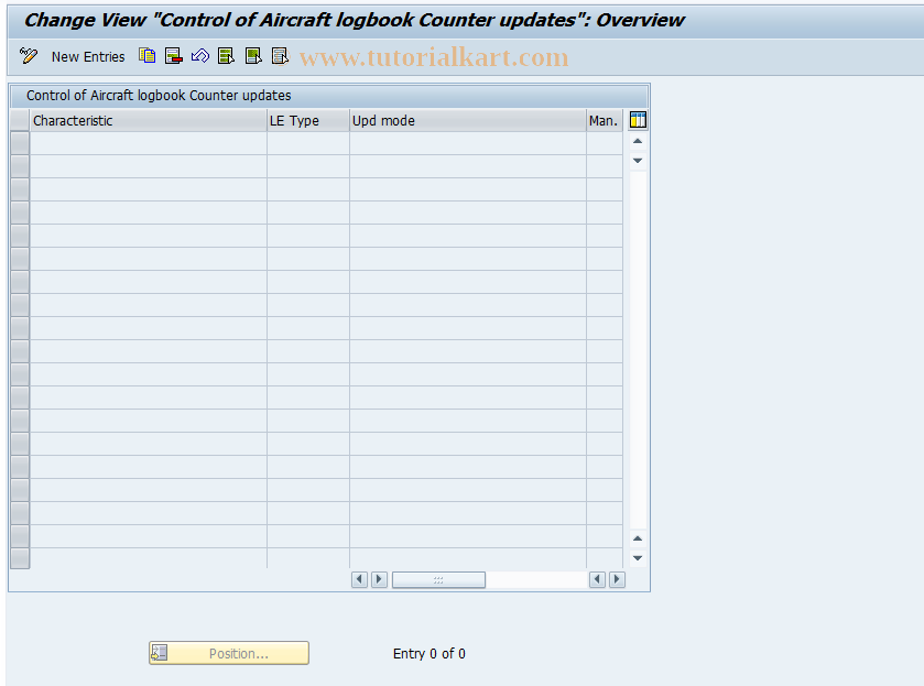 SAP TCode DIACLC2 - Customizing for cntr upd in Logbook