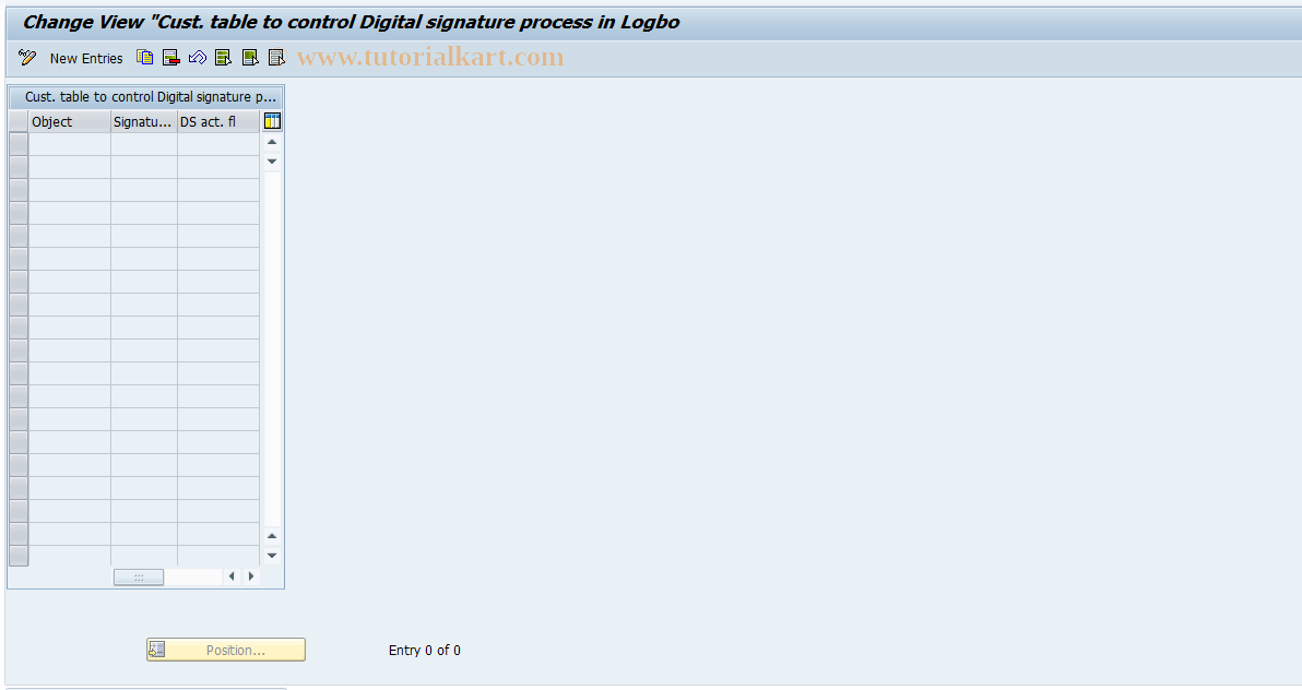 SAP TCode DIACLC3 - Logbook: Dig. signature customizing