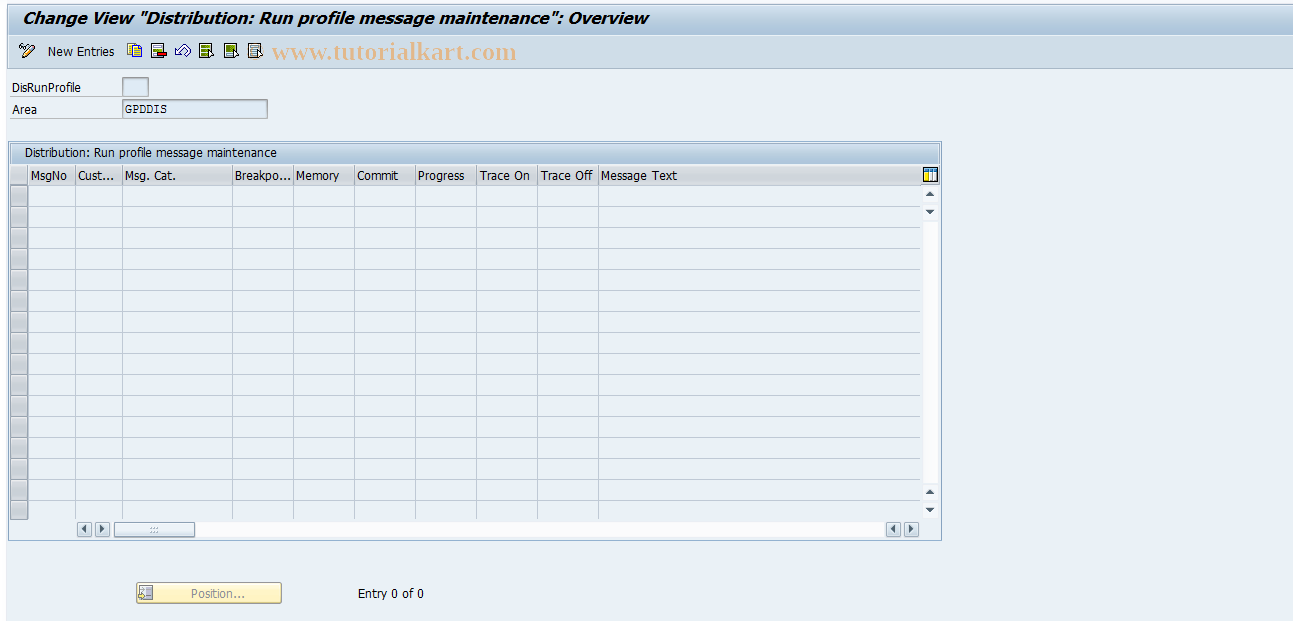 SAP TCode DISRPM - Pegging: Run Profile Messages