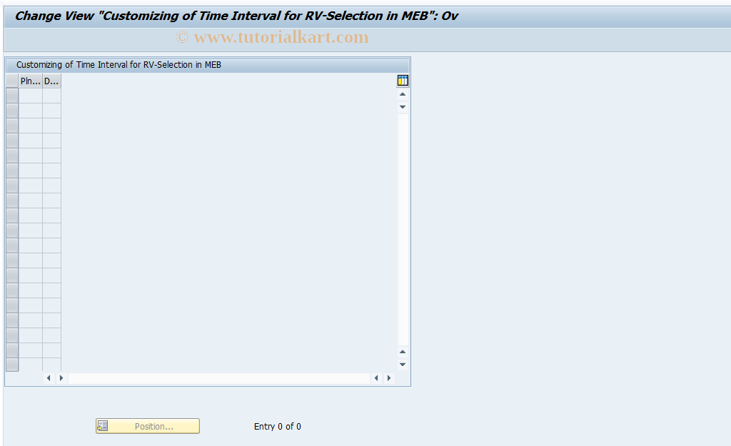 SAP TCode DIWPSC2 - Custom. of Time Interval in MEB