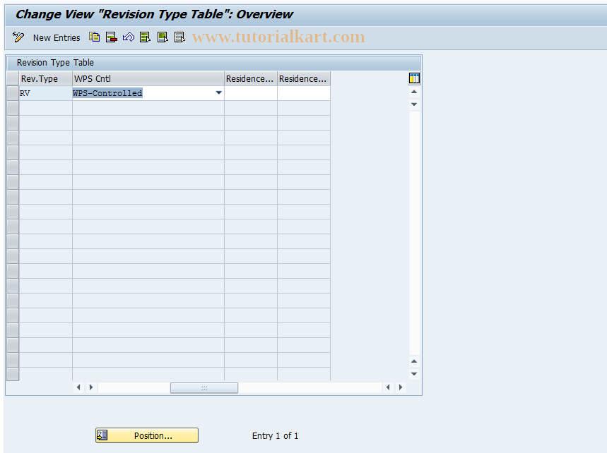 SAP TCode DIWPSC4 - Customizing of Revision Type