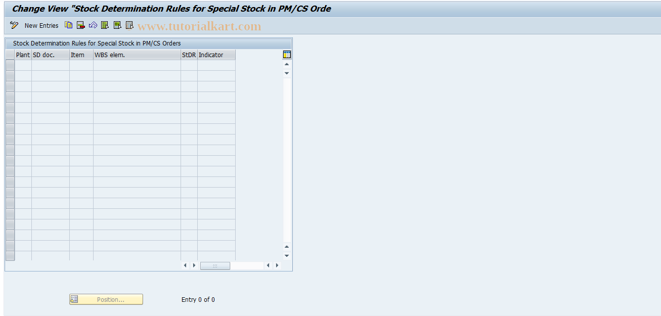 SAP TCode DI_PCS1 - Stock Determination Rules for Special Stock