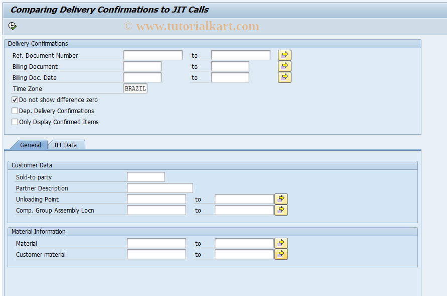 SAP TCode DLC2 - Comparison of Delivery Confirmations