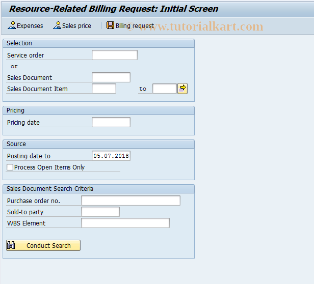 SAP TCode DP90 - CS: Resource-Related Billing Document 
