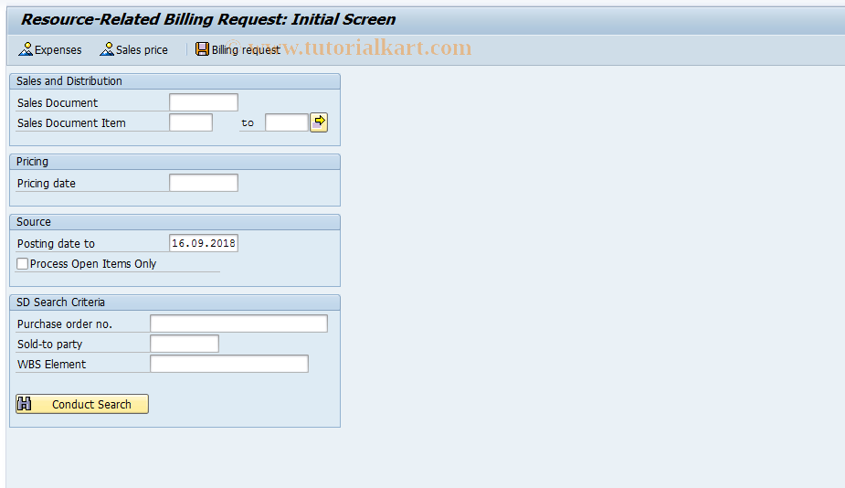 SAP TCode DP91 - SD: Resource-Related Billing Document 