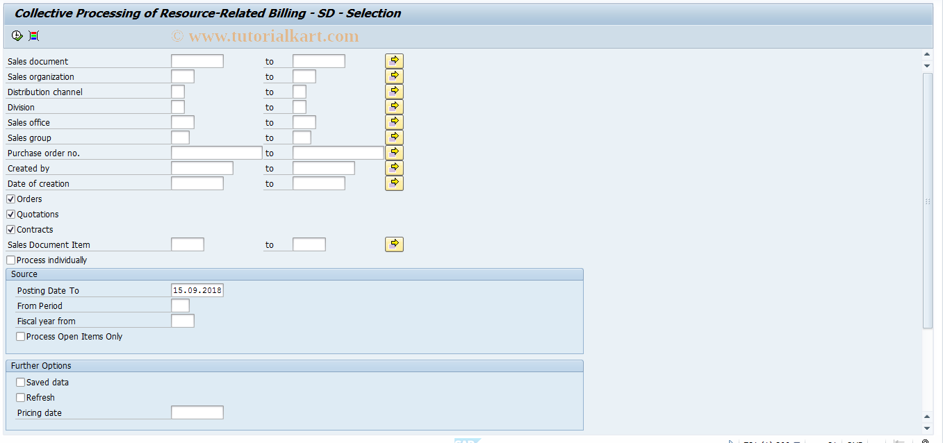 SAP TCode DP96 - Res-Relative Billing Collect.Proc - Sales