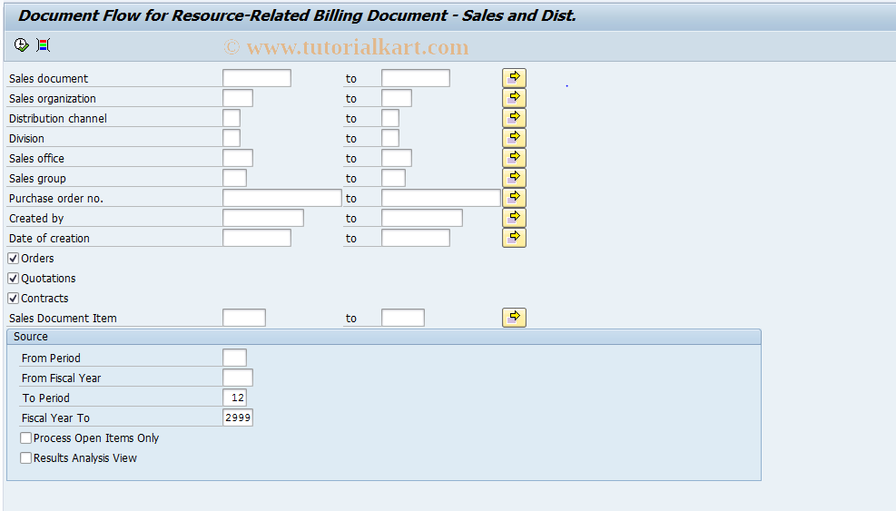 SAP TCode DP99B - Document Flow for Res.-Relative Bill. - SD
