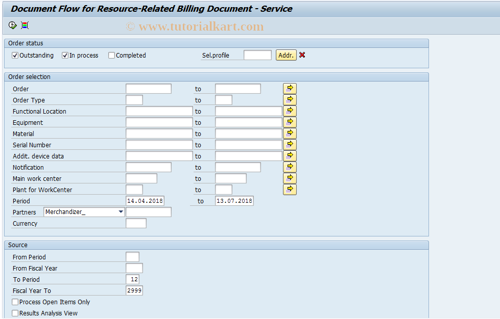 SAP TCode DP99C - Document Flow for Res.-Relative Bill.-Service