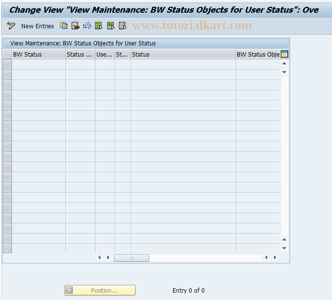SAP TCode DPR_C_USST - Assign User Status to BW Status