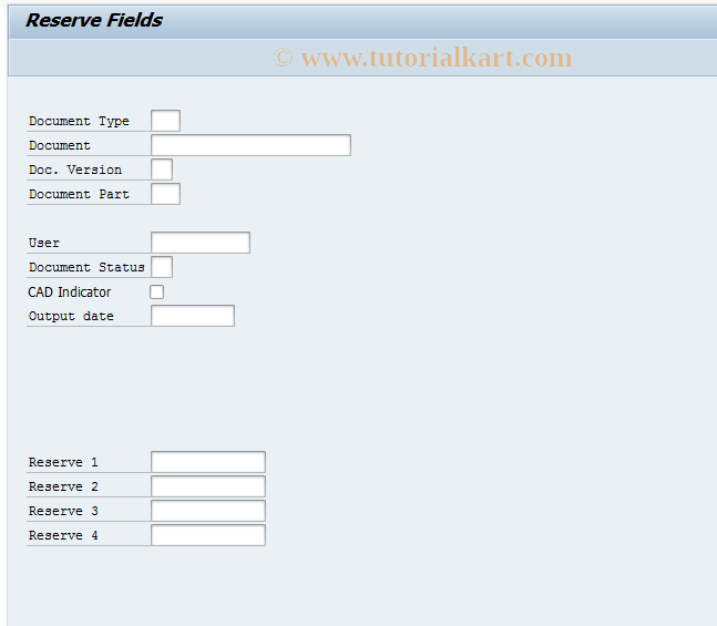 SAP TCode DRAW_RES - Display Reserve Fields