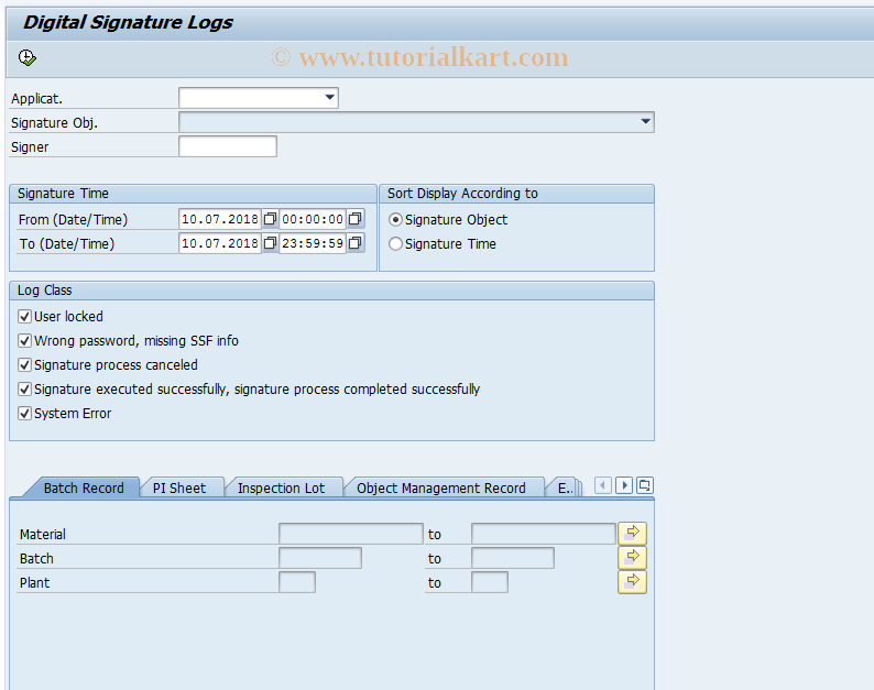 SAP TCode DSAL - Digital Signature Logs