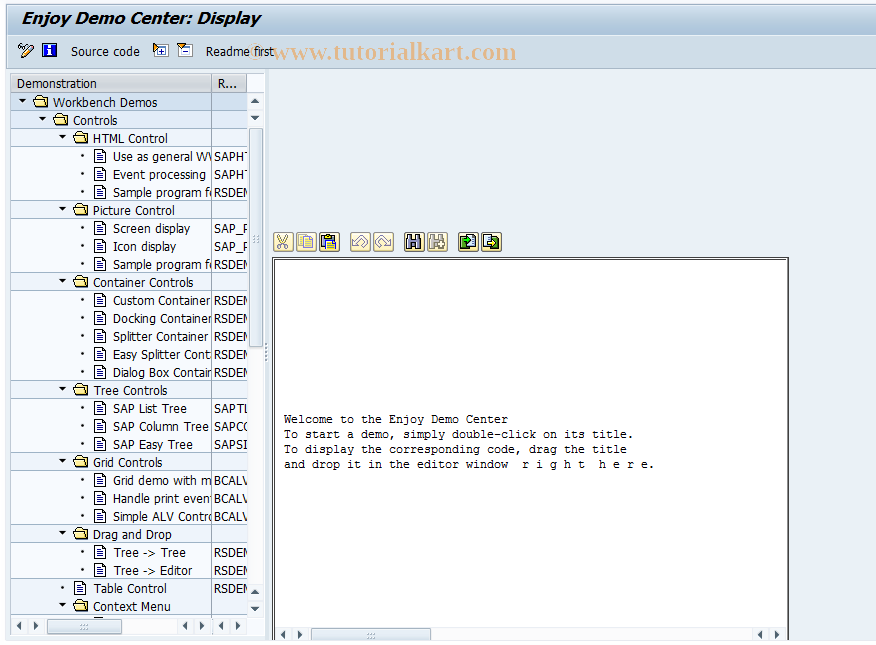 SAP TCode DWDM - Development Workbench Demos