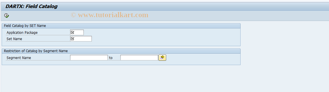 SAP TCode DXCF - DARTX Field Catalog