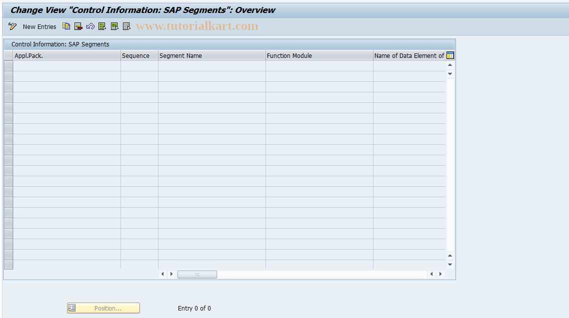 SAP TCode DXX03 - DARTX Maintain SAP Segment Control