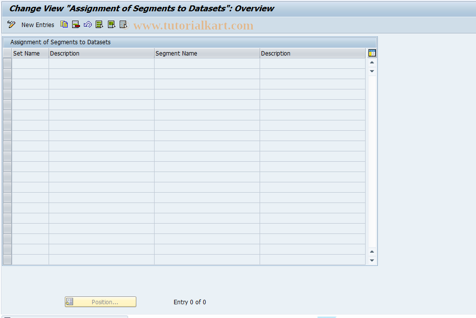 SAP TCode DXX07 - DARTX Data Set/Segment Assignments
