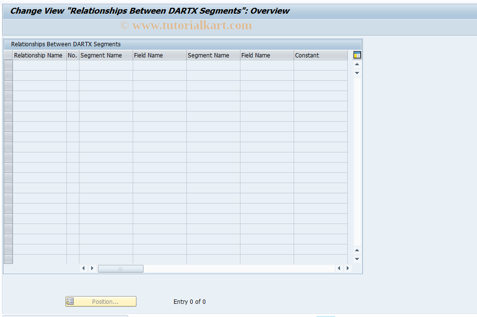SAP TCode DXX10 - DARTX Maintain Segment Relationships