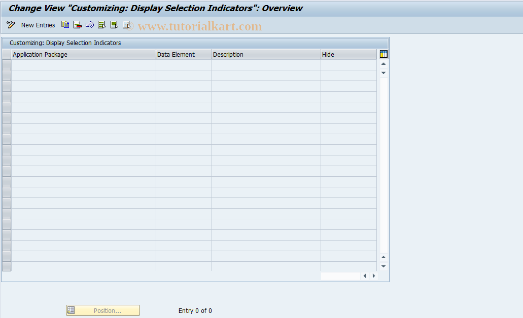 SAP TCode DXX11 - DARTX Maintain Sel.Parameter Display