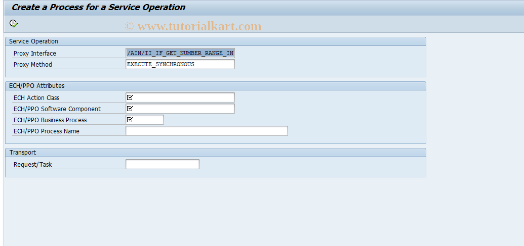 SAP TCode ECHT_CUST4INBOUNDSRV - Create ECH Process for Service Oper.