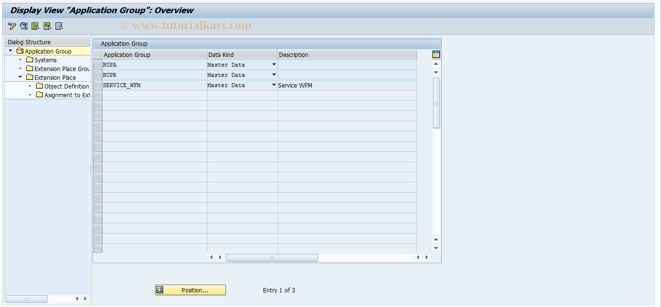 SAP TCode EEWZ1 - Maintain Application Group Data