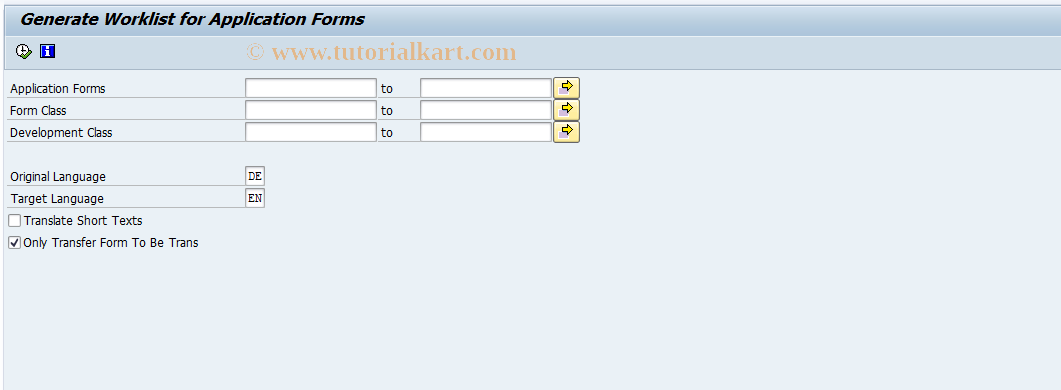 SAP TCode EFTR - Print Workbench: Generate Transaction List