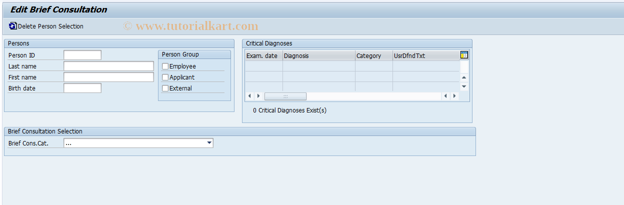 SAP TCode EHSBC02 - Edit Brief Consultation