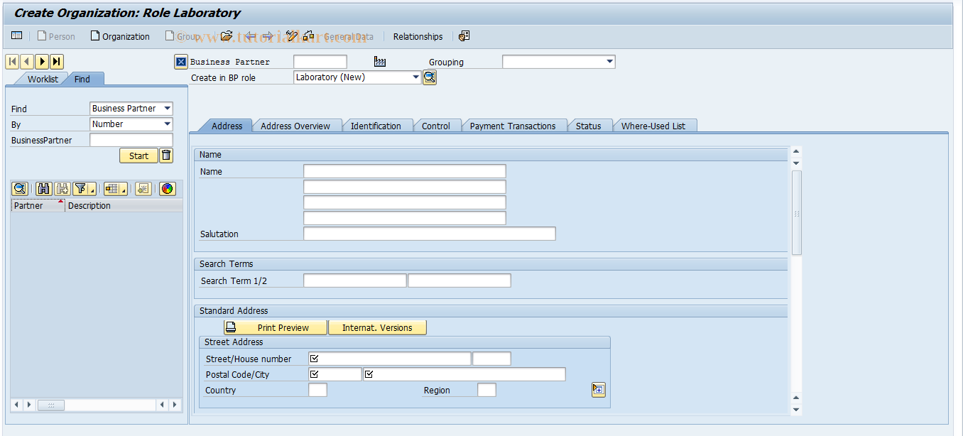 SAP TCode EHSBP41 - Create Laboratory