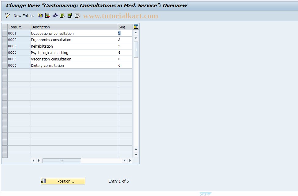 SAP TCode EHSCBER - Customizing Consultations