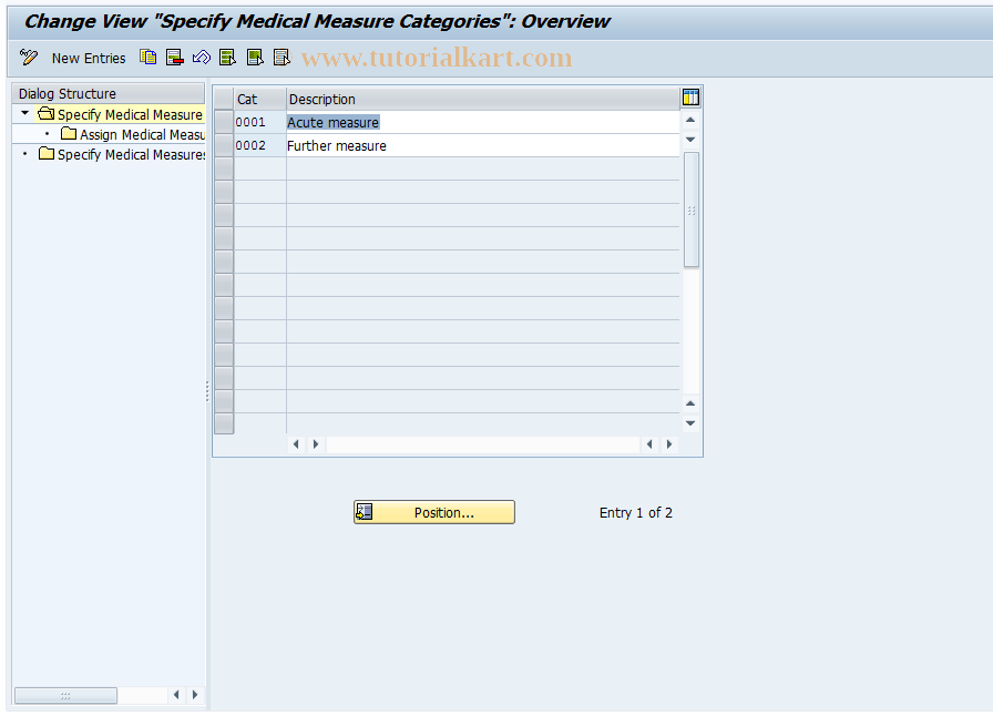 SAP TCode EHSCMAS - Customizing Measures