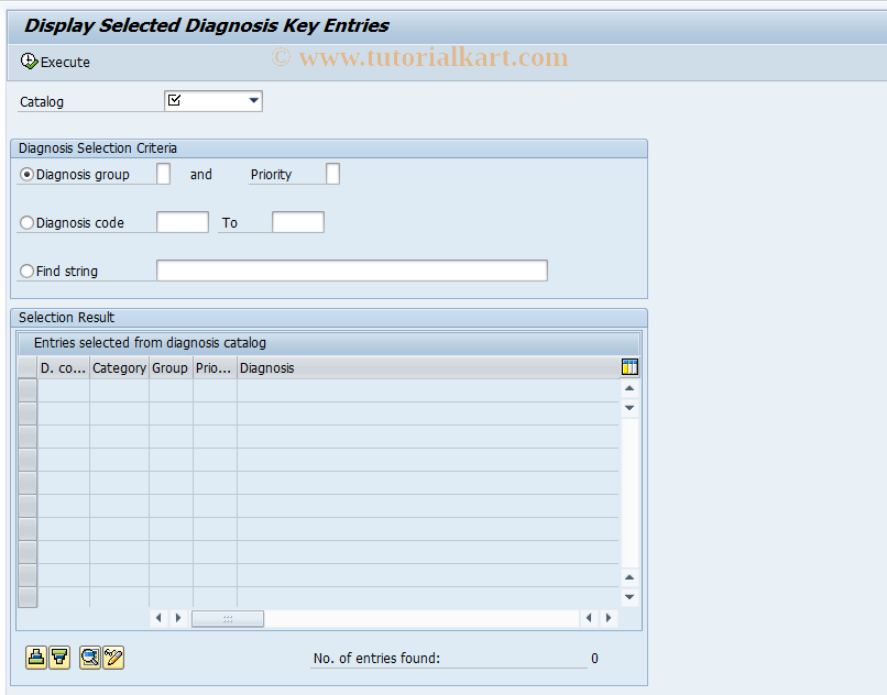 SAP TCode EHSDIAGSL - EH&S: Diagnosis Key