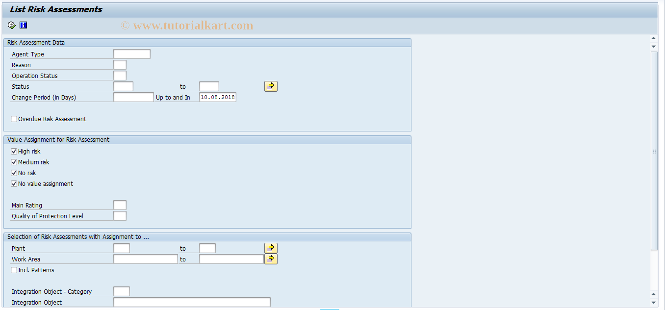 SAP TCode EHSK_D_RISK_ASSESS - Information for Risk Assessment