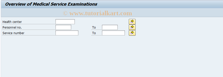 SAP TCode EHSSERV50 - Logical Database Selection Screen