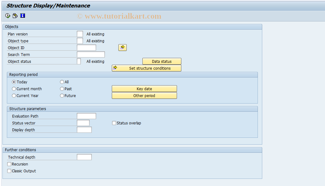 SAP TCode EHSSTRU00 - Existing objects