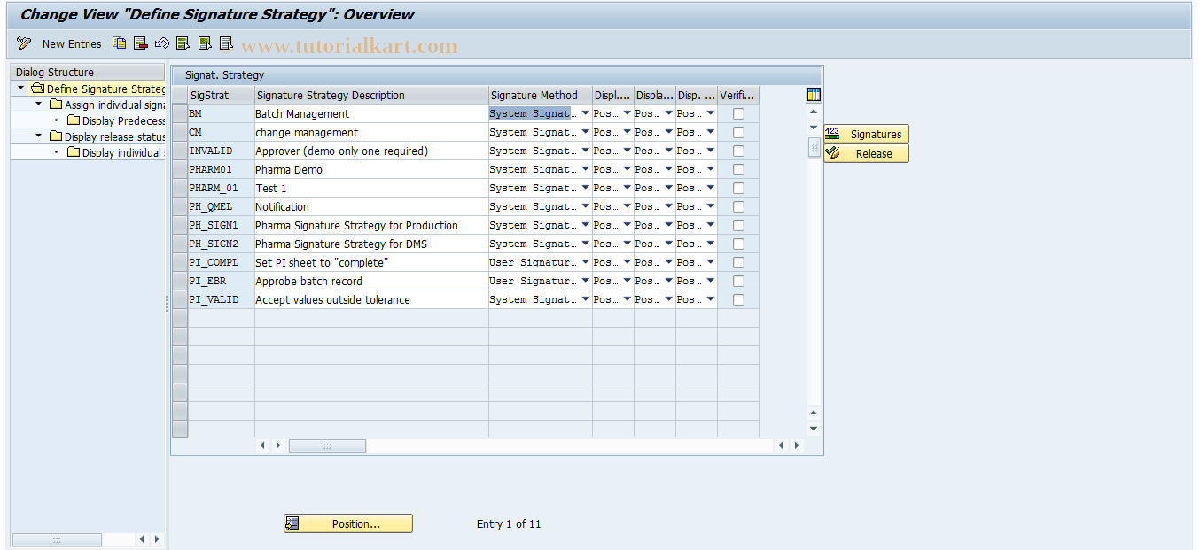 SAP TCode ELSIG00 - Signature Strategy