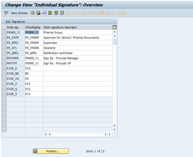 SAP TCode ELSIG02 - Digital Signature