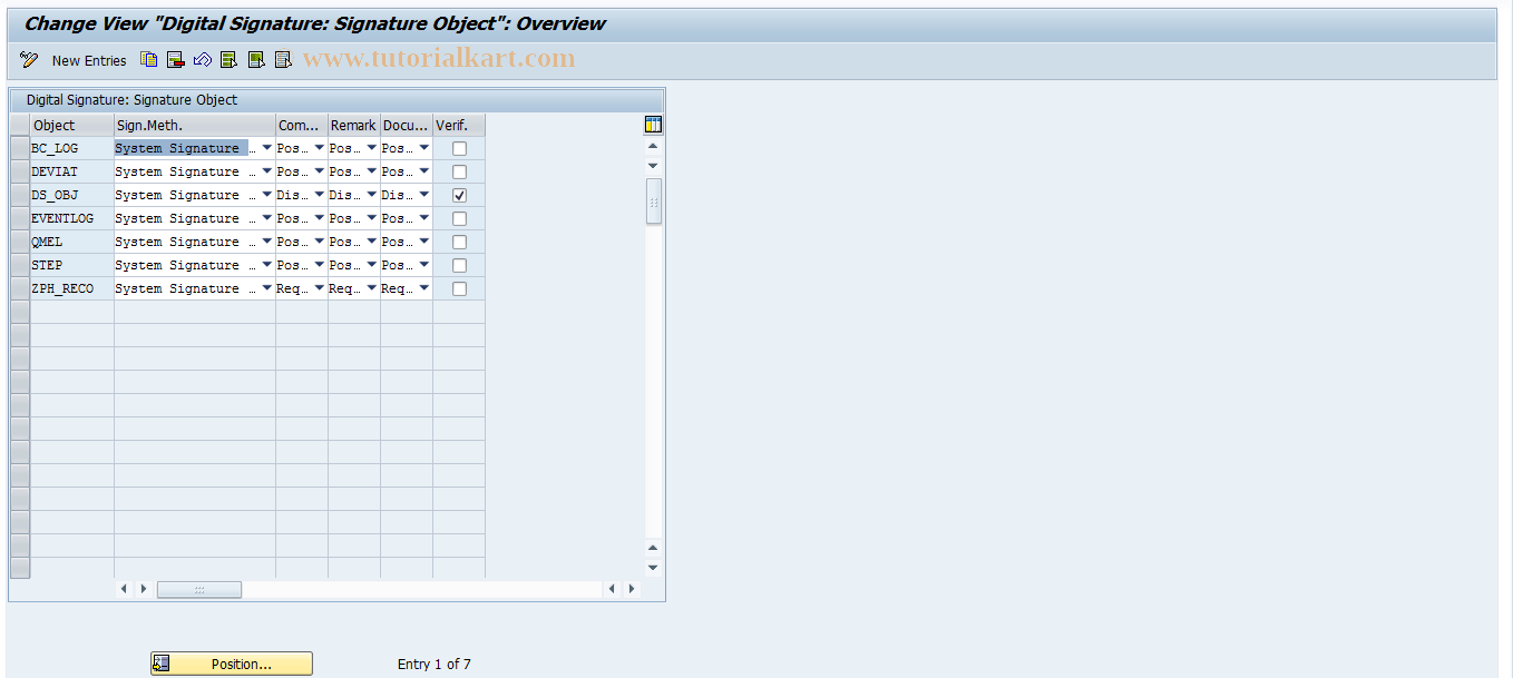 SAP TCode ELSIG03N - Signature Method for Signat. Object