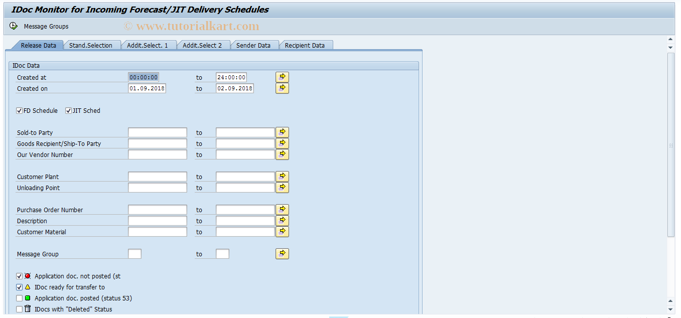 SAP TCode EMFOR - Monitor for Forecast/JIT Delete Schedule 