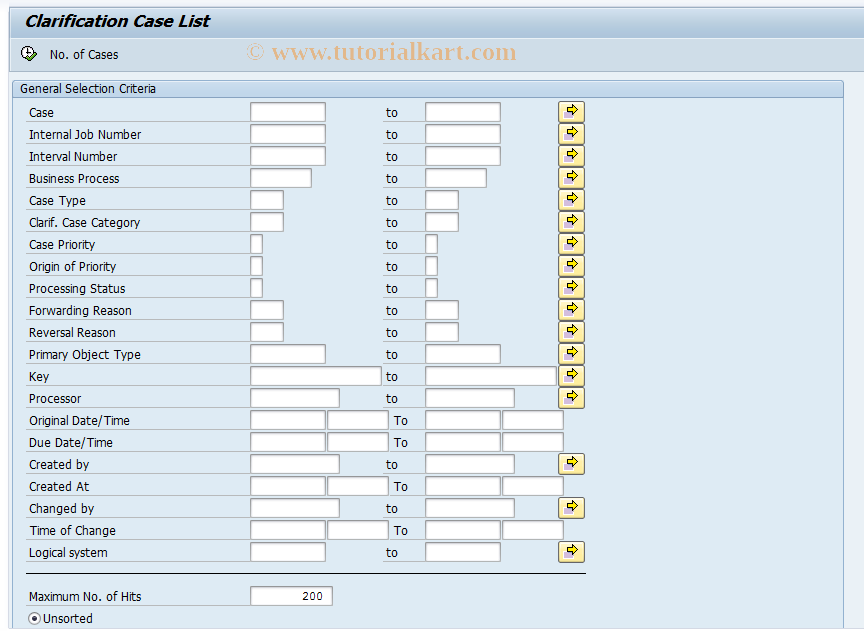 SAP TCode EMMACL - Clarification List