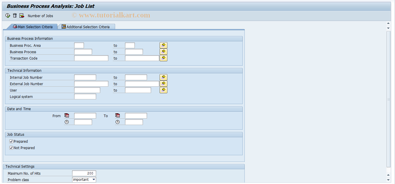 SAP TCode EMMAJL - Job List